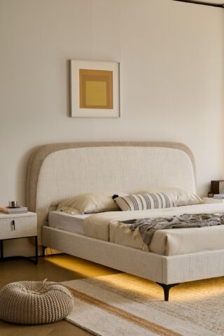 מיטה דגם ונציה - שמנת FABRIC + מזרן מתנה