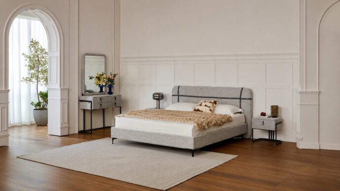 Prague model bed - gray FABRIC + free mattress