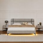 Prague model bed - gray FABRIC + free mattress