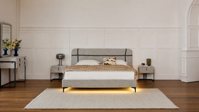 Prague model bed - gray FABRIC + free mattress
