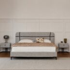 Prague model bed - gray FABRIC + free mattress