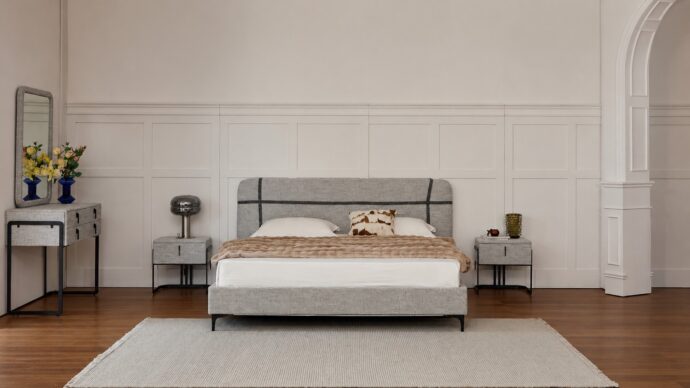 Prague model bed - gray FABRIC + free mattress