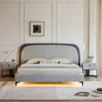 מיטה דגם ונציה - אפור FABRIC + מזרן מתנה