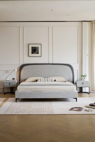 מיטה דגם ונציה - אפור FABRIC + מזרן מתנה