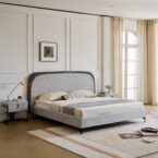 מיטה דגם ונציה - אפור FABRIC + מזרן מתנה