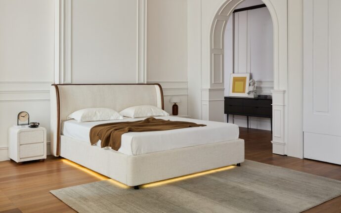 מיטה דגם לימסול - שמנת FABRIC + מזרן מתנה