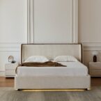 מיטה דגם לימסול - שמנת FABRIC + מזרן מתנה