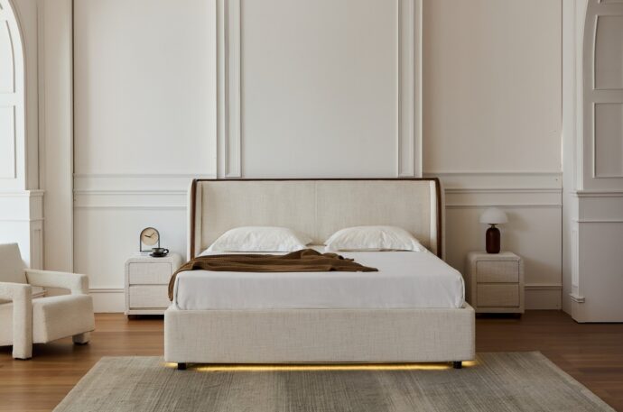 מיטה דגם לימסול - שמנת FABRIC + מזרן מתנה