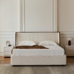 מיטה דגם לימסול - שמנת FABRIC + מזרן מתנה