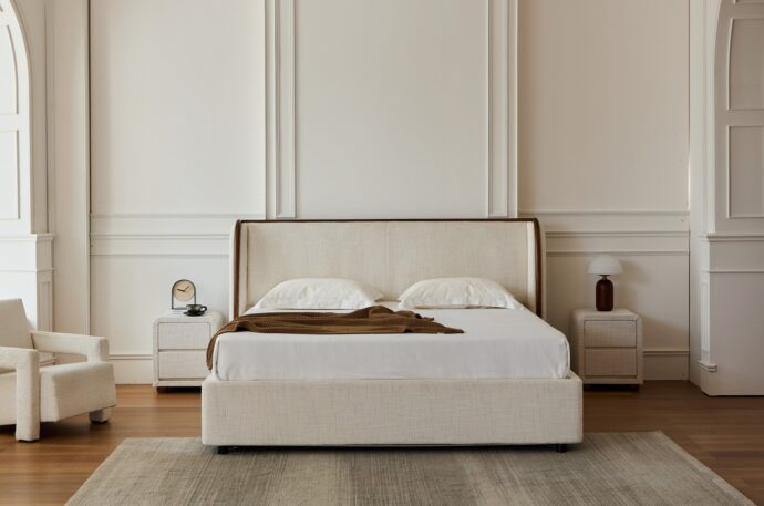 מיטה דגם לימסול - שמנת FABRIC + מזרן מתנה