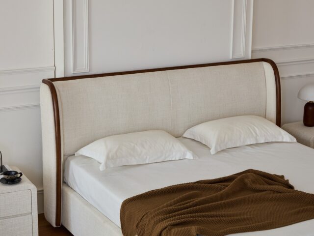 מיטה דגם לימסול - שמנת FABRIC + מזרן מתנה