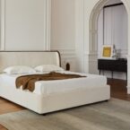 מיטה דגם לימסול - שמנת FABRIC + מזרן מתנה