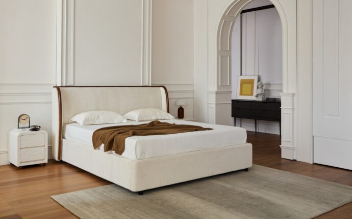 מיטה דגם לימסול - שמנת FABRIC + מזרן מתנה