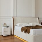 מיטה דגם לימסול - שמנת FABRIC + מזרן מתנה