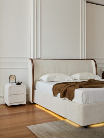 מיטה דגם לימסול - שמנת FABRIC + מזרן מתנה