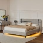 מיטה דגם פראג - אפור FABRIC + מזרן מתנה