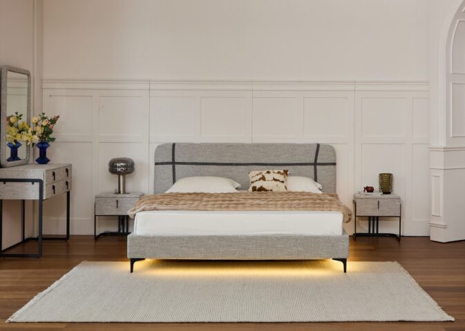 מיטה דגם פראג - אפור FABRIC + מזרן מתנה