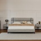 מיטה דגם פראג - אפור FABRIC + מזרן מתנה