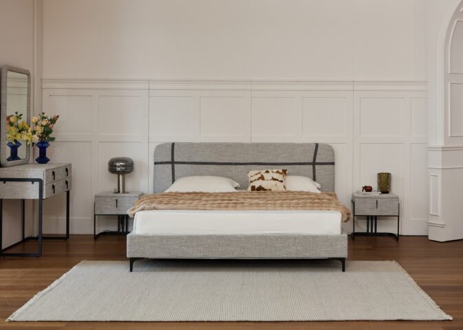 מיטה דגם פראג - אפור FABRIC + מזרן מתנה