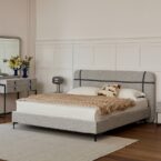 מיטה דגם פראג - אפור FABRIC + מזרן מתנה