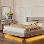 מיטה דגם פראג - אפור FABRIC + מזרן מתנה