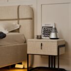 מיטה דגם פראג - שמנת FABRIC + ארגז מצעים ומזרן מתנה