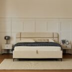 מיטה דגם פראג - שמנת FABRIC + ארגז מצעים ומזרן מתנה