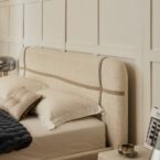 מיטה דגם פראג - שמנת FABRIC + ארגז מצעים ומזרן מתנה