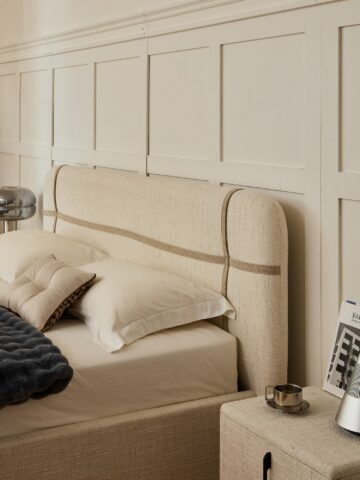 מיטה דגם פראג - שמנת FABRIC + ארגז מצעים ומזרן מתנה