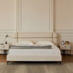 מיטה דגם פראג - שמנת FABRIC + מזרן מתנה