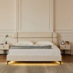 מיטה דגם פראג - שמנת FABRIC + מזרן מתנה