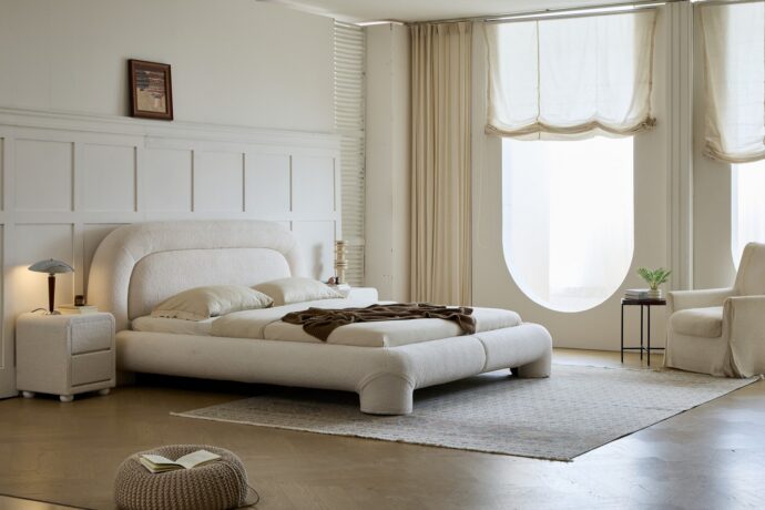 מיטה דגם רוברטו - שמנת בוקלה + מזרן במתנה