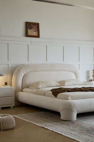 מיטה דגם רוברטו - שמנת בוקלה + מזרן במתנה