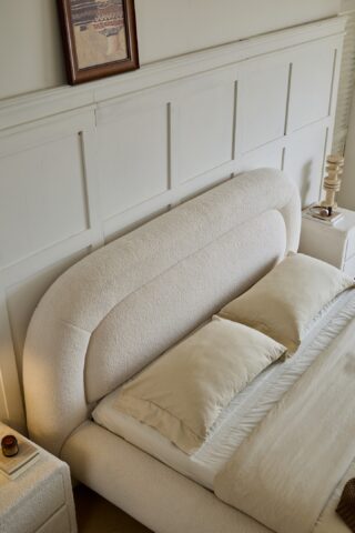 מיטה דגם רוברטו - שמנת בוקלה + מזרן במתנה