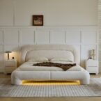 מיטה דגם רוברטו - שמנת בוקלה + מזרן במתנה