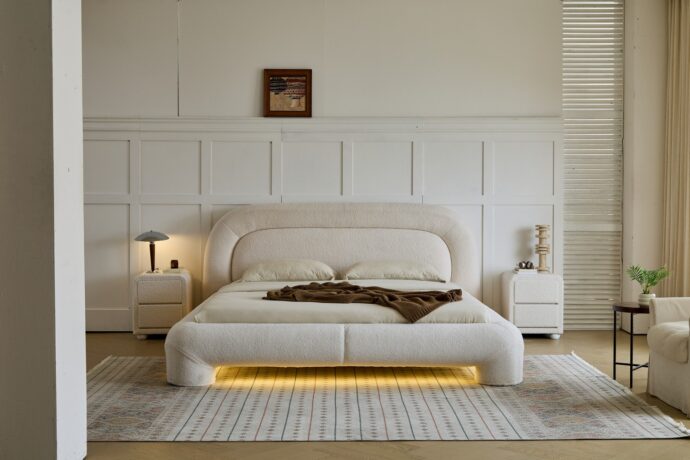 מיטה דגם רוברטו - שמנת בוקלה + מזרן במתנה