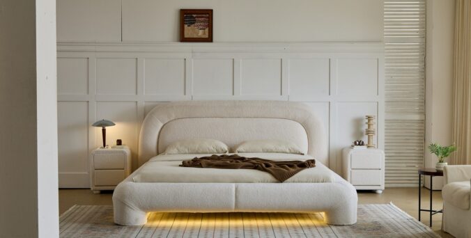 מיטה דגם רוברטו - שמנת בוקלה + מזרן במתנה