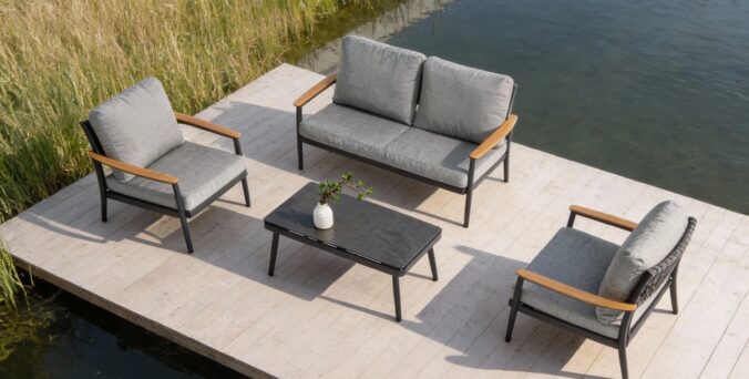 פינת חוץ דגם כרתים בגוון אפור