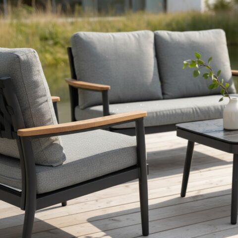 פינת חוץ דגם כרתים בגוון אפור