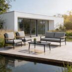 פינת חוץ דגם כרתים בגוון אפור