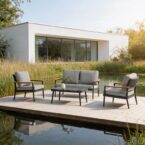 פינת חוץ דגם כרתים בגוון אפור