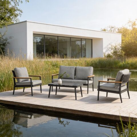 פינת חוץ דגם כרתים בגוון אפור