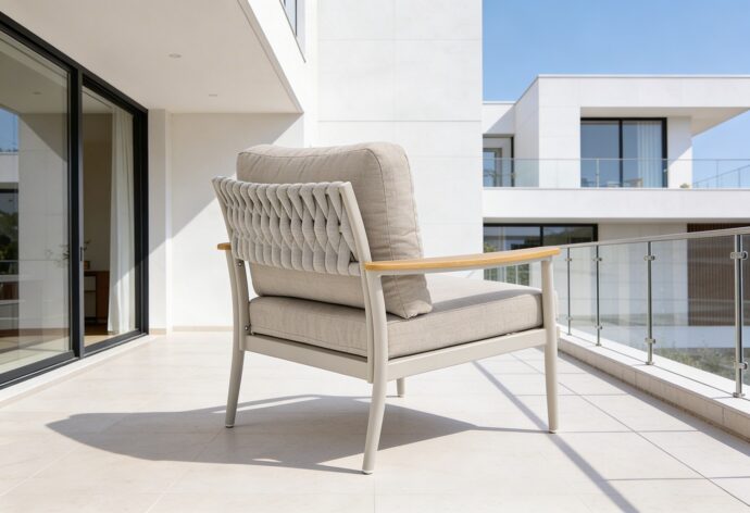 פינת חוץ דגם כרתים בגוון שמנת