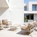 פינת חוץ דגם כרתים בגוון שמנת