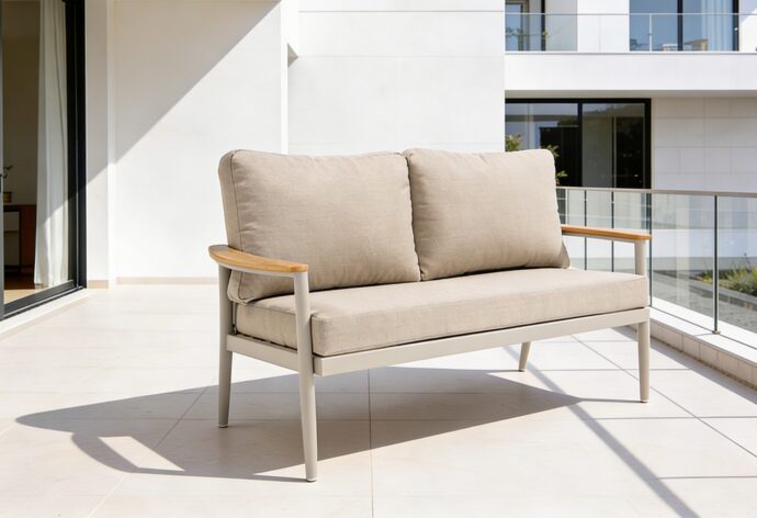 פינת חוץ דגם כרתים בגוון שמנת