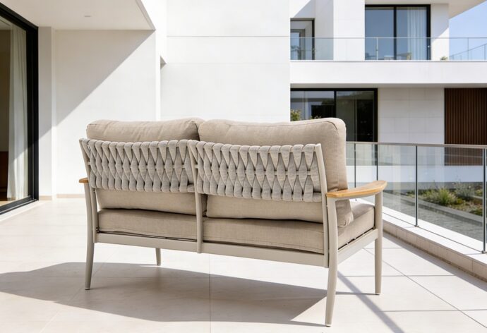 פינת חוץ דגם כרתים בגוון שמנת