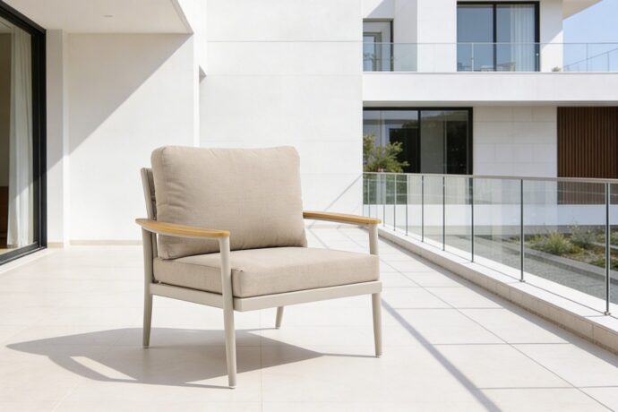 פינת חוץ דגם כרתים בגוון שמנת