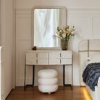 קומודה ומראה דגם סימפל שמנת