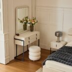 קומודה ומראה דגם סימפל שמנת