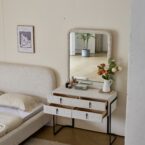 קומודה ומראה דגם פראג בגוון שמנת